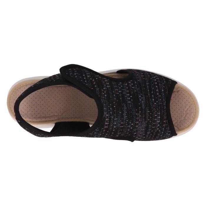 Women's Wide Fit DB Ragwort Sandals in Black Multi Stretch - Image 4