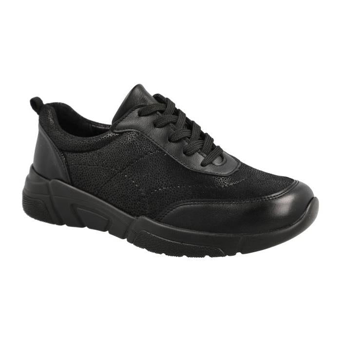 Women's Wide Fit DB Culver Shoes in Black Lea / Stretch - Image 3