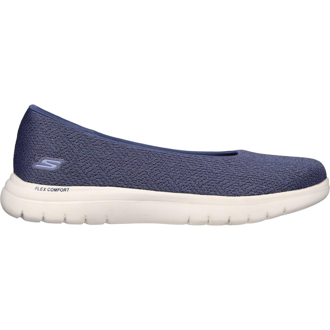 Women's Wide Fit Skechers 136530 On The Go Flex Cherished Shoes in Navy - Image 2