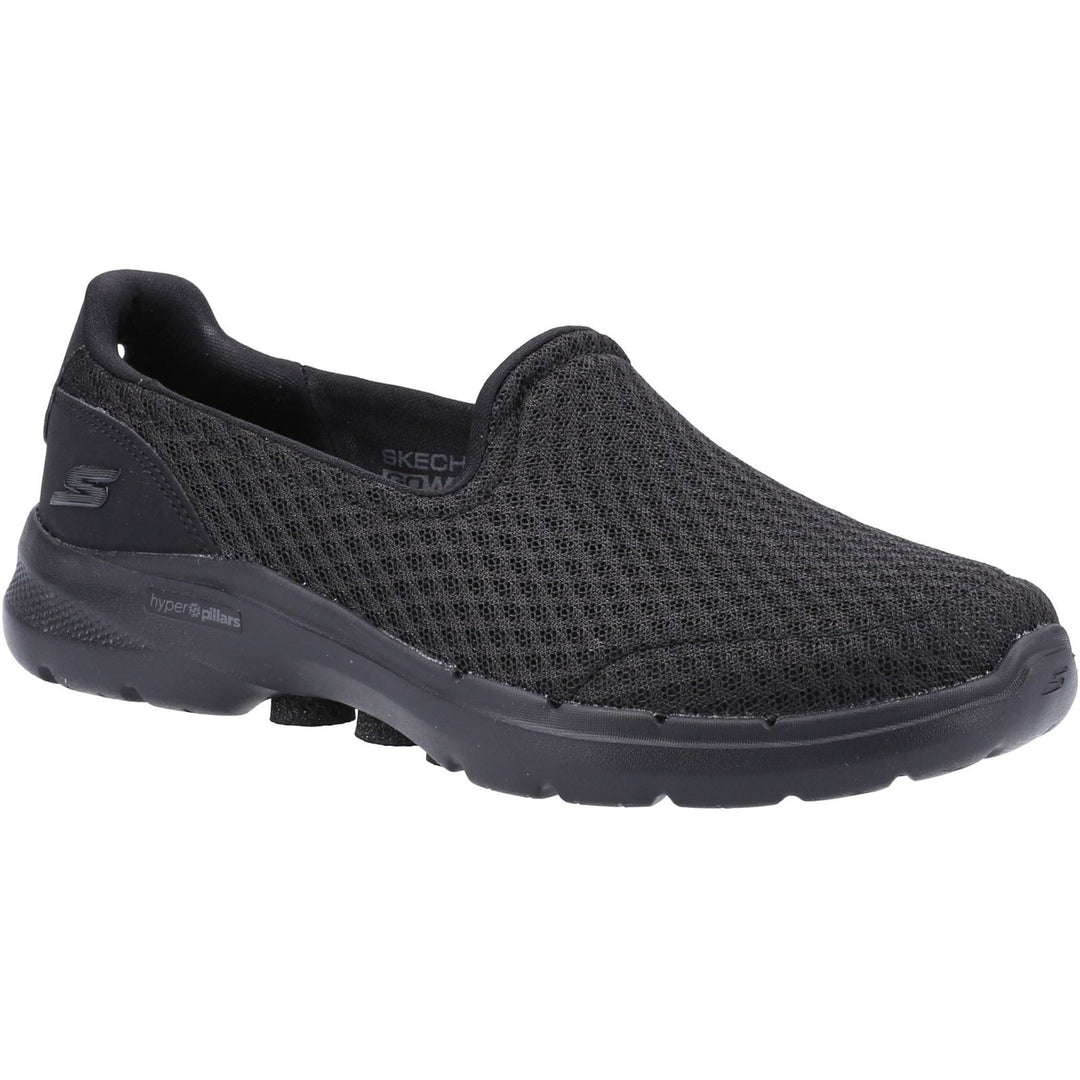 Women's Wide Fit Skechers 124508 Go Walk 6 Big Splash Trainers - Black/Black in Black - Image 3