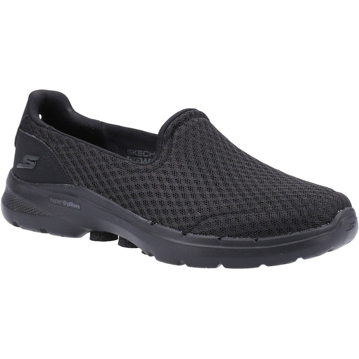 Women's Wide Fit Skechers 124508 Go Walk 6 Big Splash Trainers - Black/Black in Black - Image 1