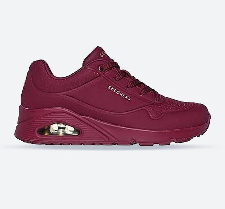 Women's Wide Fit Skechers 73690 Uno Stand On Air Sports Trainers - Plum in Plum - Image 1