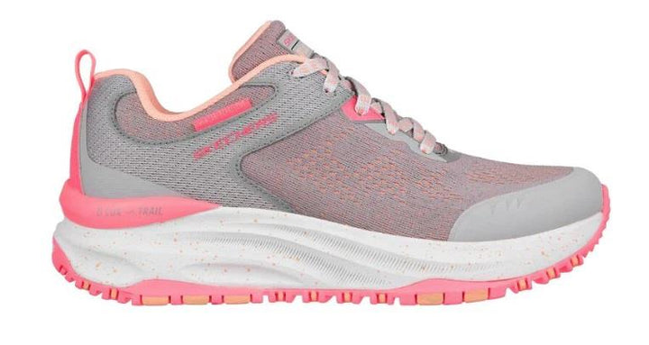 Women's Wide Fit Skechers Relaxed Fit 149842 D'lux Trail Round Trip Walking Trainers in Grey/Pink - Image 1