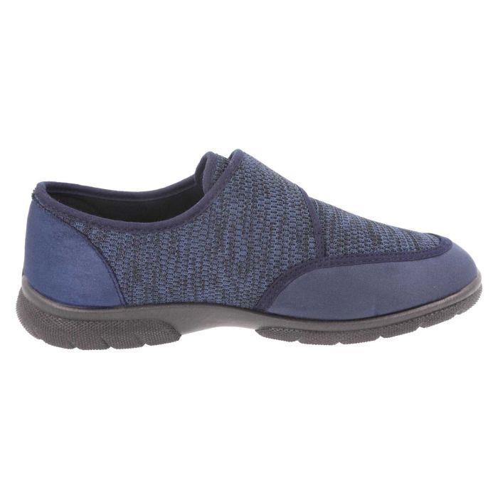 Men's Wide Fit DB Gavin Velcro Slippers in Navy Stretch / Navy Suedette - Image 4
