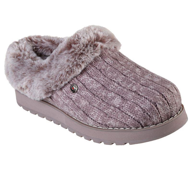 Womens Wide Fit Skechers Keepsakes Ice Angel Mule Slippers - Mauve in Mauve - Image 3