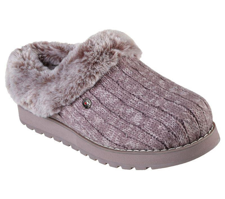 Womens Wide Fit Skechers Keepsakes Ice Angel Mule Slippers - Mauve in Mauve - Image 1
