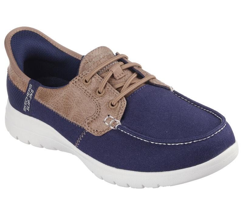 Women's Wide Fit Skechers 136536 Slip-ins On The Go Flex Palmilla Trainers in Navy - Image 3