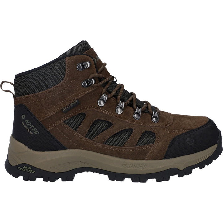 Men's Wide Fit Hi-Tec Bandera Expedition Mid Hiking Waterproof Boots in Smokey Brown/Khaki - Image 1