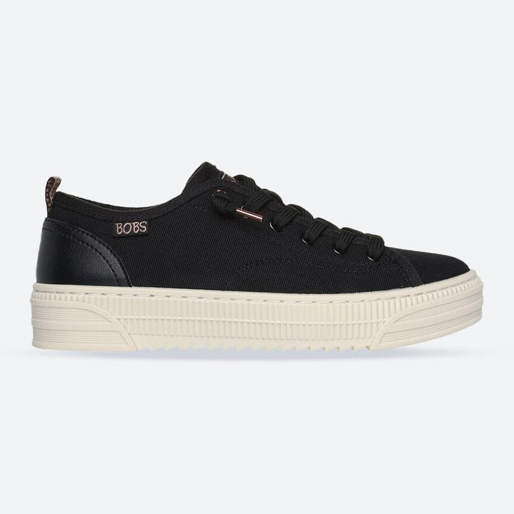 Women's Wide Fit Skechers Bobs Copa 114640 Canvas Shoes in Black - Image 1