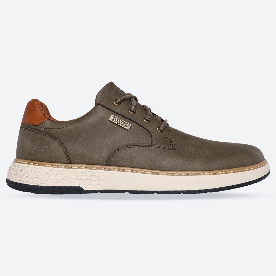 Men's Relaxed Fit Skechers 205234 Garlan Pryor Waterproof Trainers in Olive - Image 1