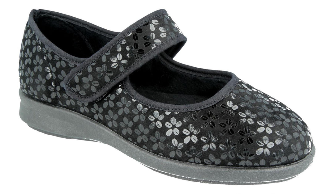 Womens Wide Fit DB Vermont Shoes in Black Stretch - Image 3