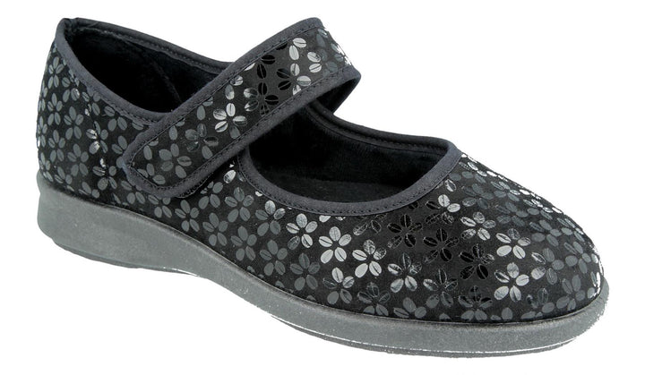 Womens Wide Fit DB Vermont Shoes in Black Stretch - Image 1
