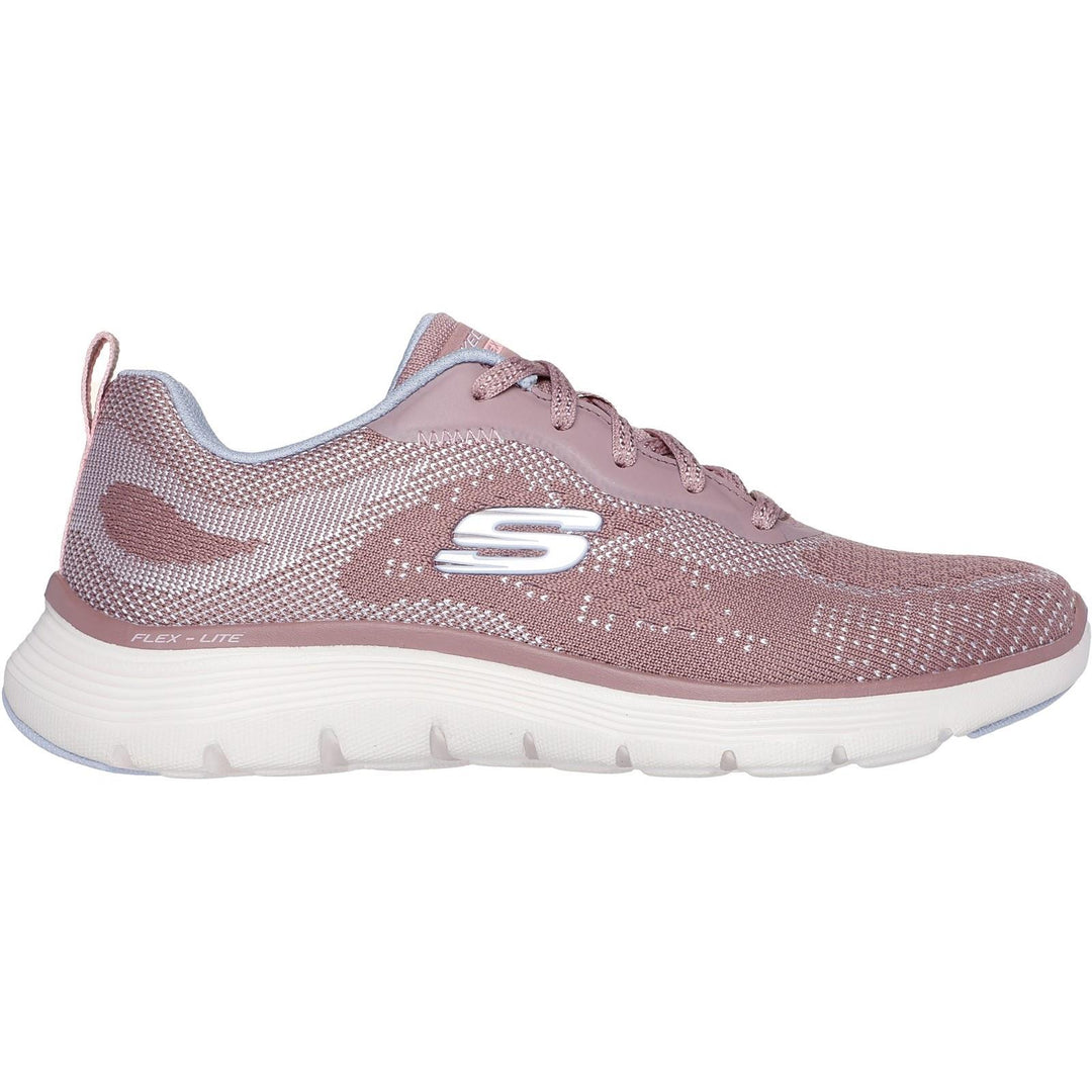 Women's Wide Fit Skechers 150210 Flex Appeal 5.0 Cruising Thru Trainers in Mauve/Light Blue - Image 2