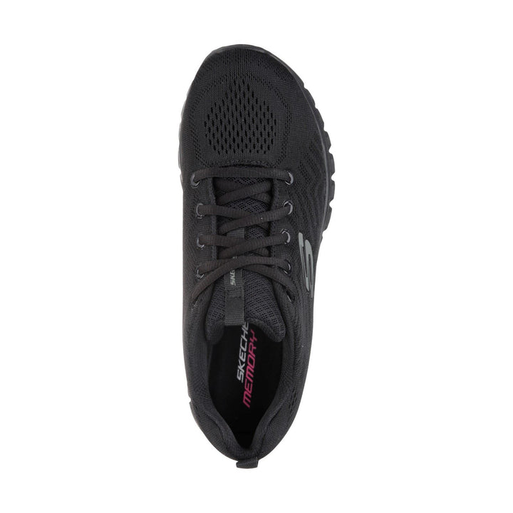 Women's Wide Fit Skechers 12615 Graceful Get Connected Sports Trainers - Black in Black - Image 1