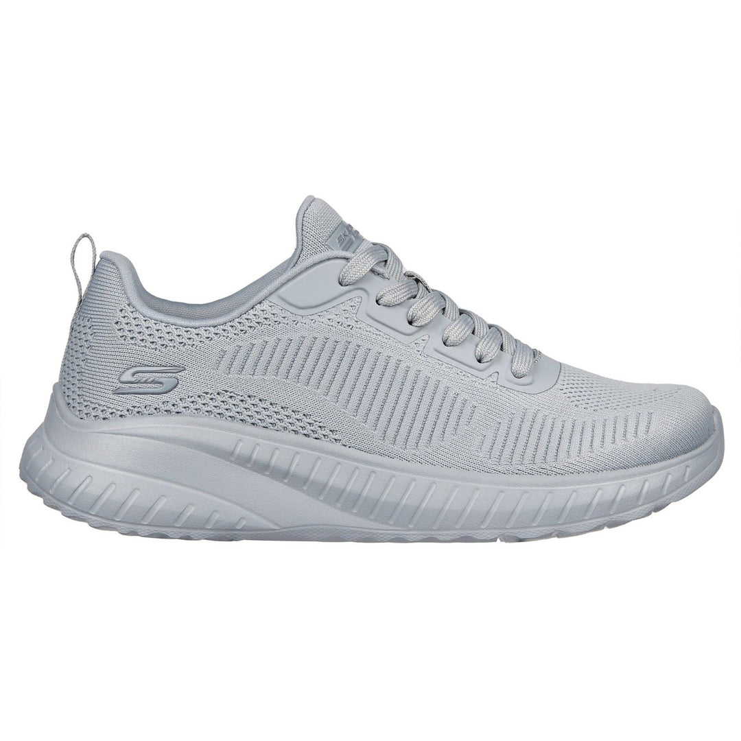 Women's Wide Fit Skechers Bobs Squad Chaos Face Off 117209 Vegan Trainers - Light Grey in Light Grey - Image 2