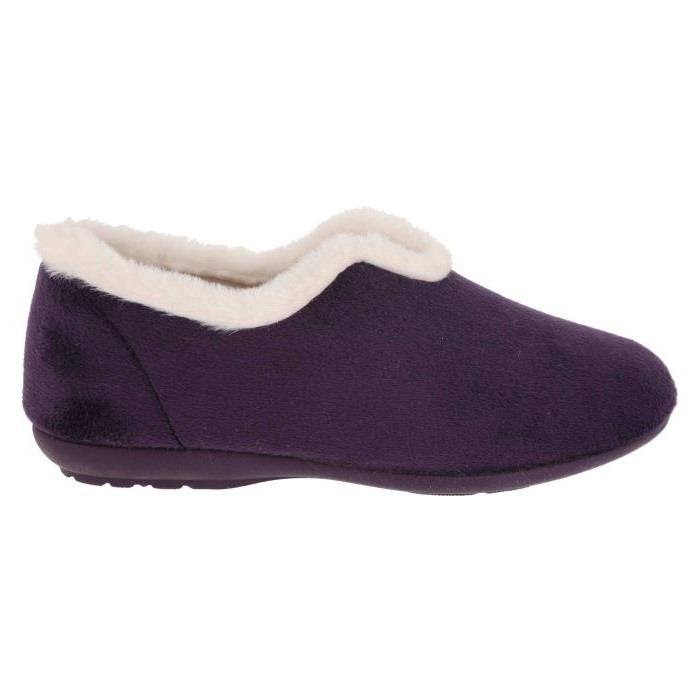 Women's Wide Fit DB Faye Slip on Slippers in Red Velour - Image 1