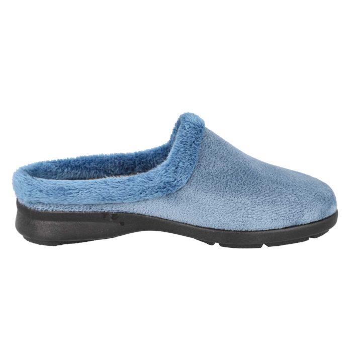 Women's Wide Fit DB Rug Mule Slippers in Sky Blue - Image 1