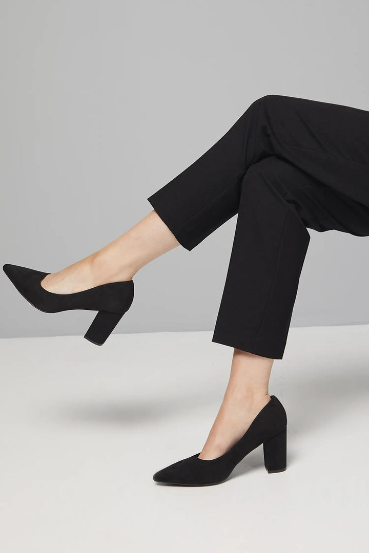 Women's Wide Fit Good For The Sole Exmoor Faux Suede Court Shoes in Natural Black - Image 1