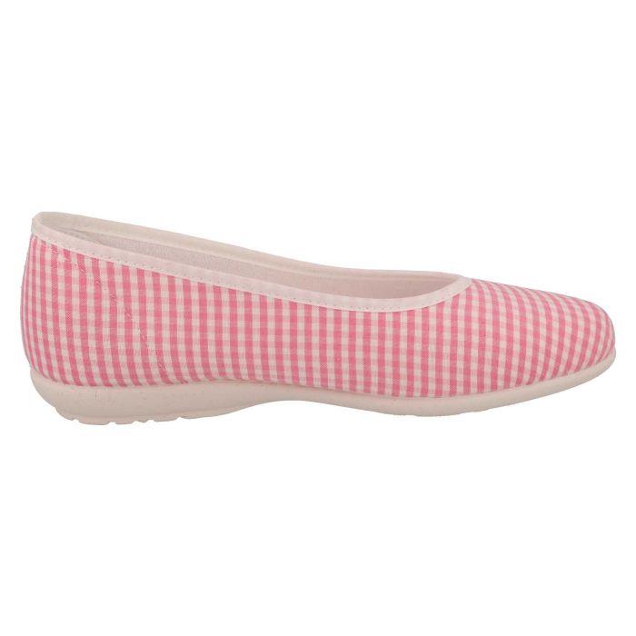 Women's Wide Fit DB Anenome Canvas Pumps in Blue Gingham Canvas - Image 1