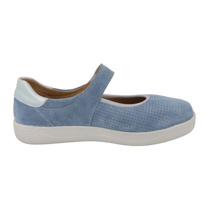 Women's Wide Fit DB Lynx Shoes in Sky Blue Leather / Suede - Image 4