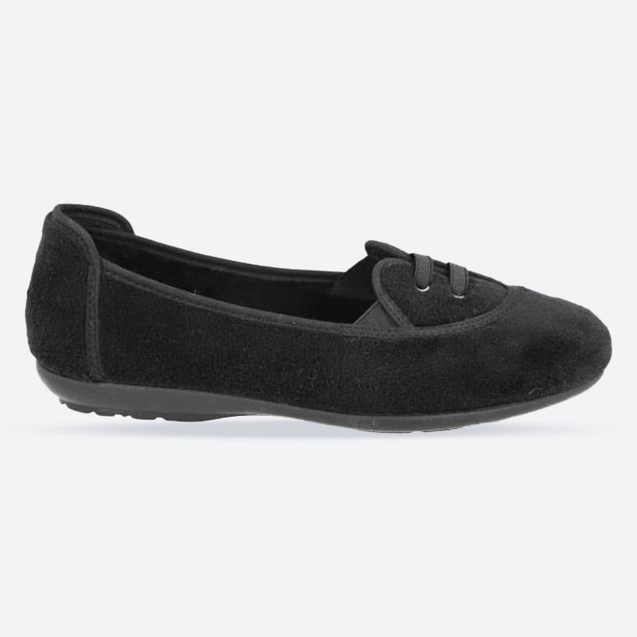 Women's Wide Fit DB Kent Slippers in Black Velour - Image 1