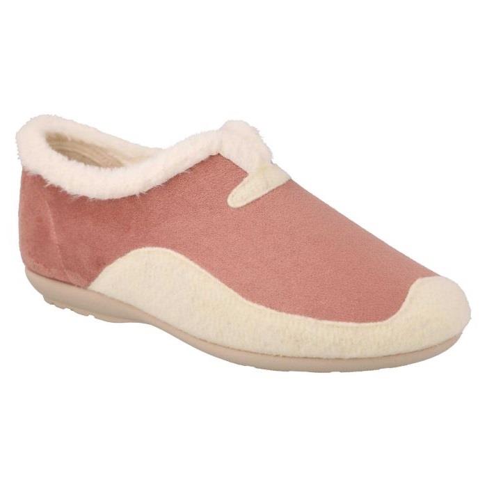 Women's Wide Fit DB Jodie Slip on Slippers in Pink Suedette / Grey Felt - Image 1