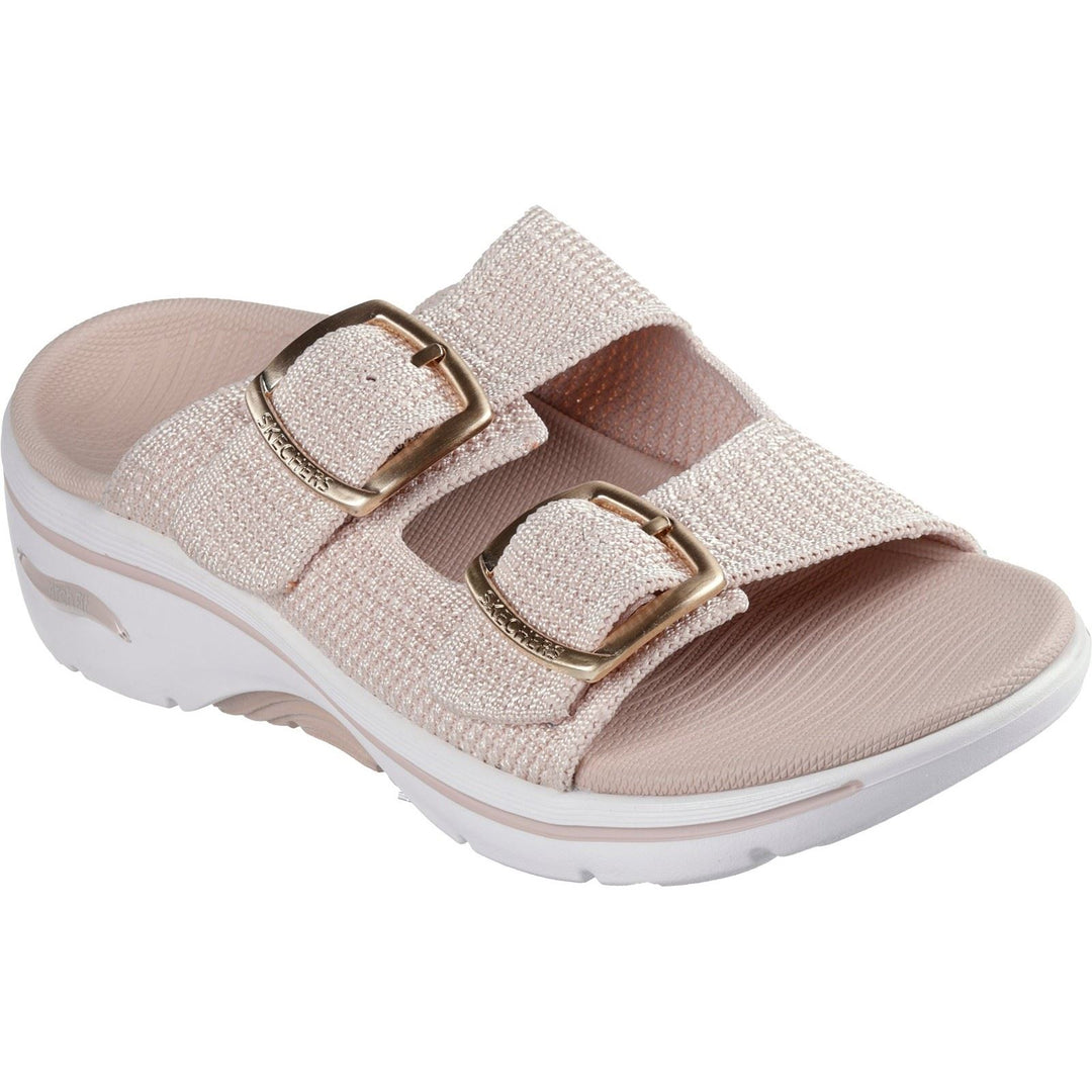 Women's Wide Fit Skechers Go Walk Arch Fit 2.0 Destined Sandals in Black - Image 8