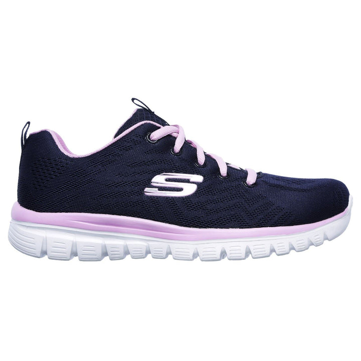 Women's Wide Fit Skechers 12615  Graceful Get Connected Sports Trainers - Navy/Pink in Navy/Pink - Image 1