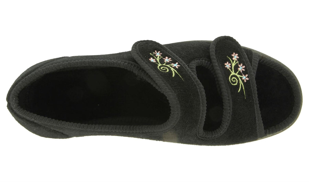 Womens Wide Fit DB Ace 2 Slippers in Black - Image 4