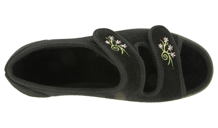 Womens Wide Fit DB Ace 2 Slippers in Black - Image 1