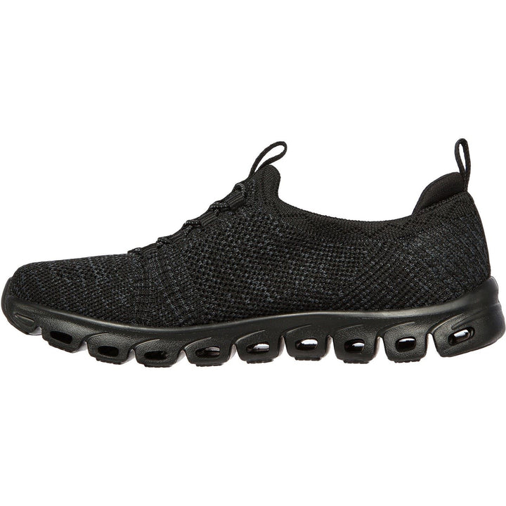 Women's Wide Fit Skechers 104198 Glide Step Grand Flash Trainers - Black in Black - Image 1
