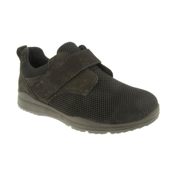 Men's Wide Fit DB Andy Canvas Shoes in Black Mesh Tex / Nubuck - Image 1