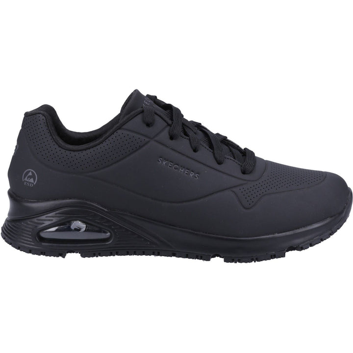 Women's Wide Fit Skechers 108021EC Uno Sr Trainers in Black - Image 1