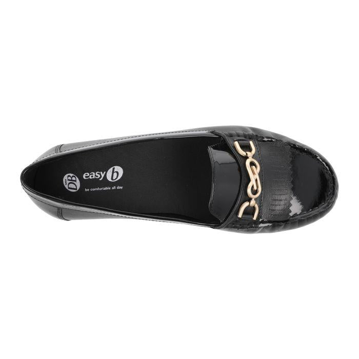 Women's Wide Fit DB Mustang Shoes in Black Leather / Patent - Image 1