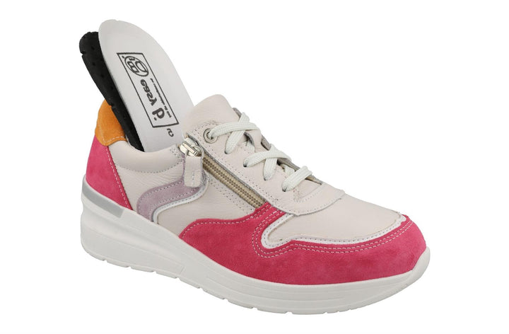 Women's Wide Fit DB Bat Trainers in White Multi - Image 1