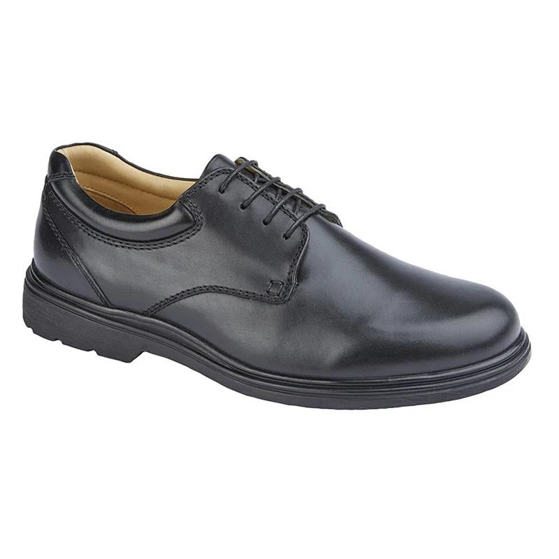 Men's Wide Fit Roamers M196A Shoes in Black Leather - Image 4