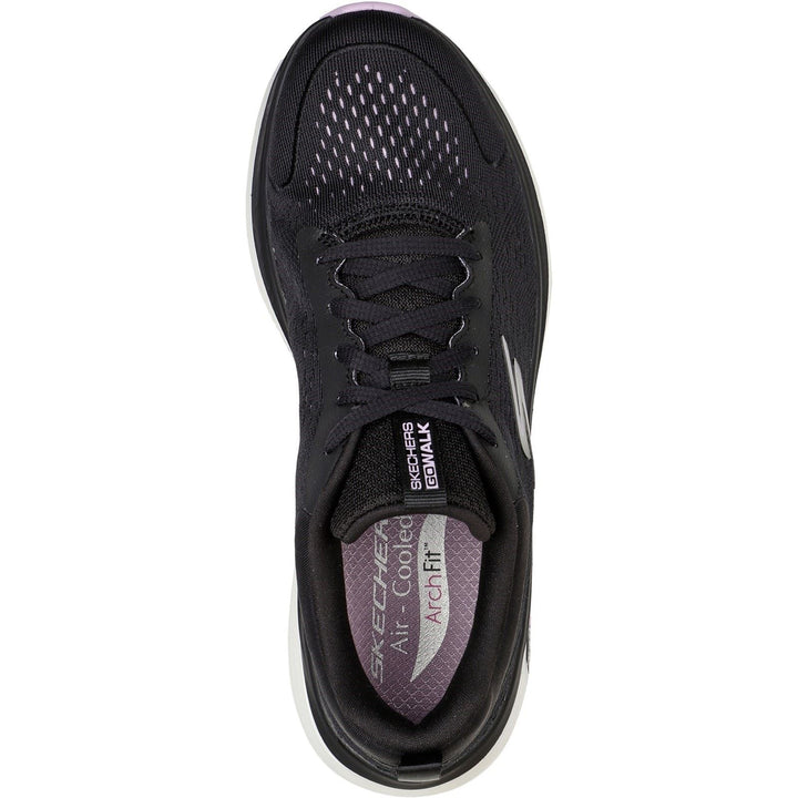 Women's Wide Fit Skechers 124933  Go Walk Workout Walker Trainers - Black/Lavender in Black/Lavender - Image 1