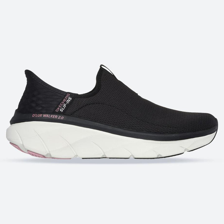 Women's Relaxed Fit Skechers 150099 Slip-ins Sport D'lux Walker 2.0 Happy Step Trainers in Black/Pink - Image 1