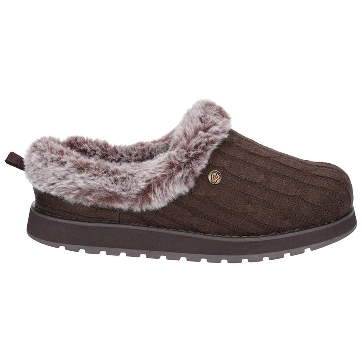 Women's Wide Fit Skechers 31204 Keepsakes Ice Angel Mule Slippers in Chocolate - Image 1