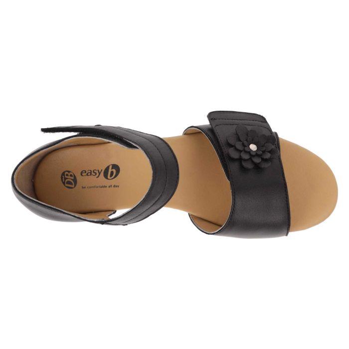 Women's Wide Fit DB Peony Sandals in Black Leather - Image 1