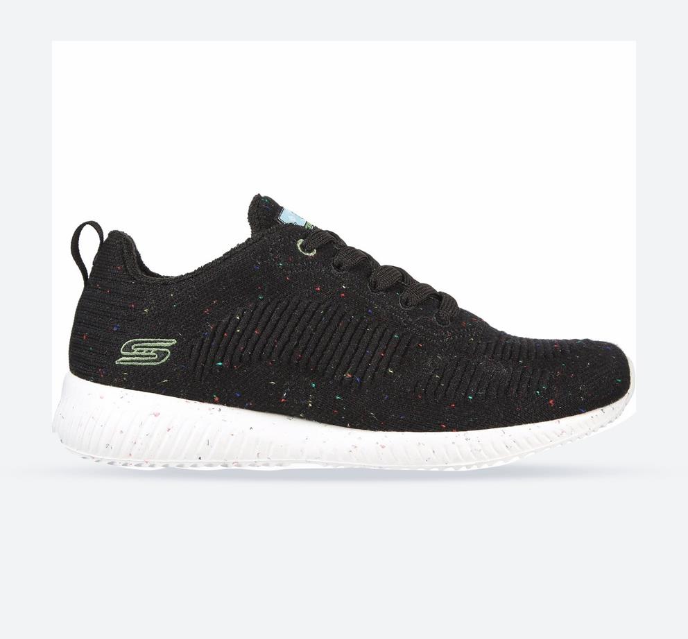 Women's Wide Fit Skechers 117282 Bobs Squad Reclaim Life Trainers - Black in Black - Image 1
