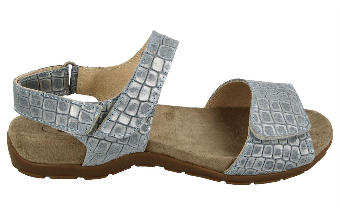 Womens Wide Fit DB Sussex Sandals in Black Patent Reptile - Image 6