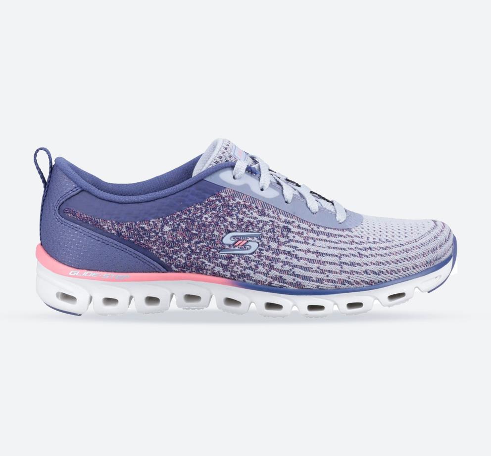 Women's Wide Fit Skechers 104325 Glide-Step Head Start Trainers in Slate - Image 1