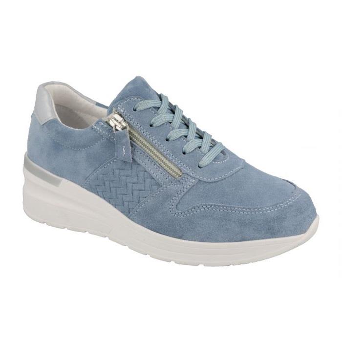 Women's Wide Fit DB Arabia Trainers in Sky Blue Suede - Image 3