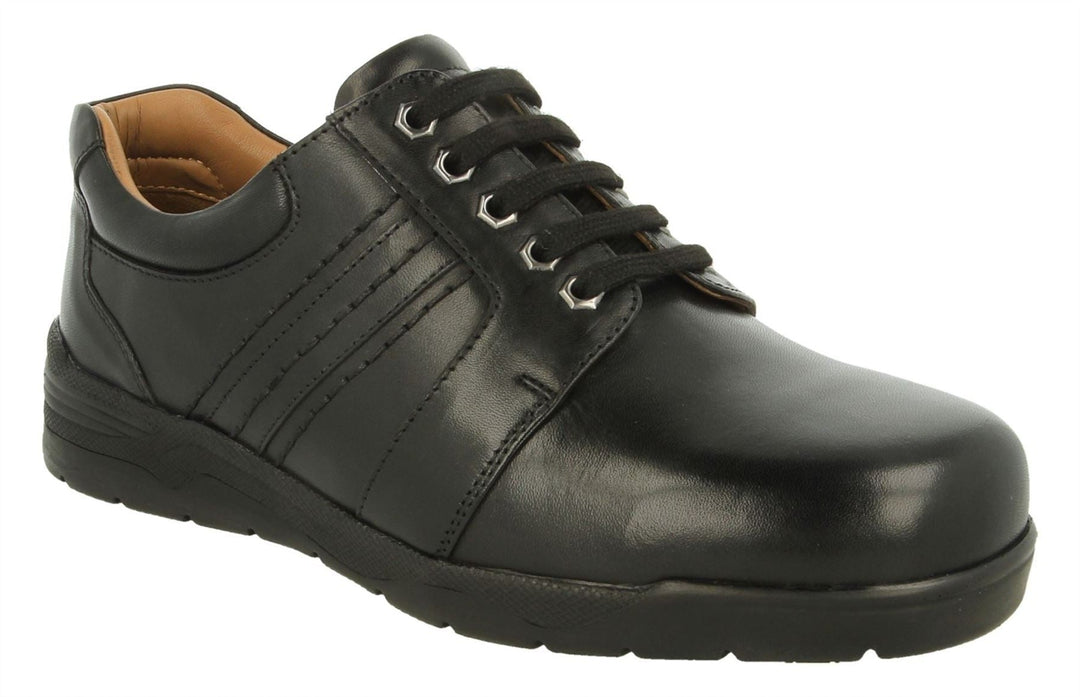 Mens Wide Fit DB Derek Shoes in Black Leather - Image 4