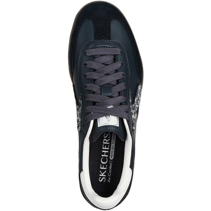 Women's Wide Fit Skechers 185239 Hotshot Shimmering Spots Trainers in Black/White - Image 1