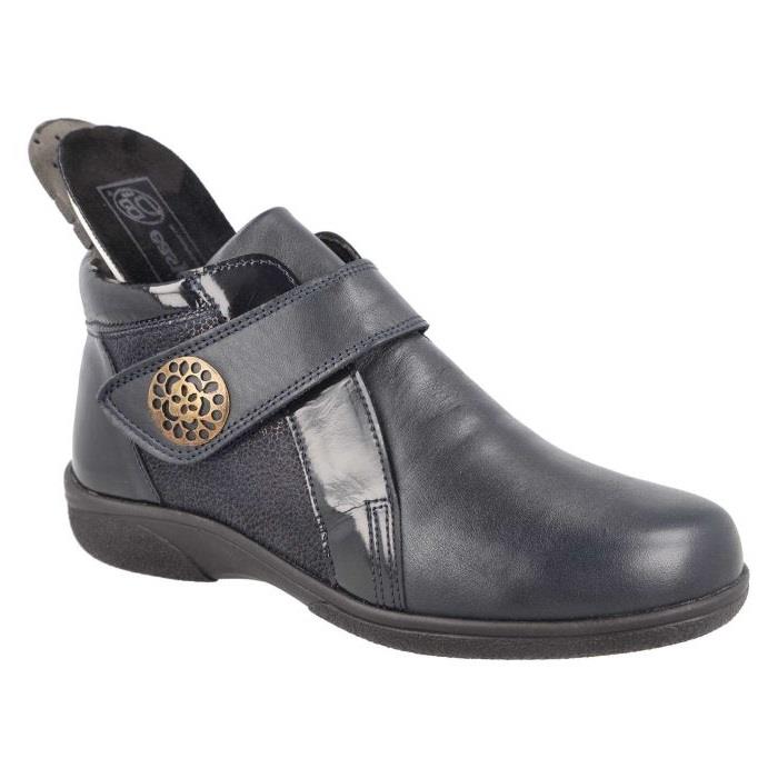 Women's Wide Fit DB Celeste Boots in Black Leather / Patent / Stretch - Image 8
