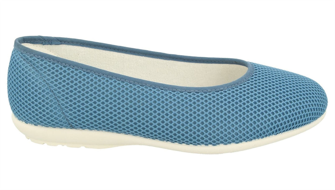 Womens Wide Fit DB Melissa Slippers in Black Textile - Image 6
