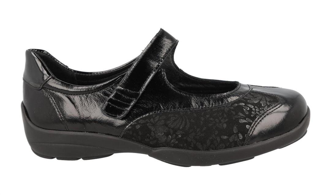 Womens Wide Fit DB Winnipeg Sandals in Black / Stretch - Image 7