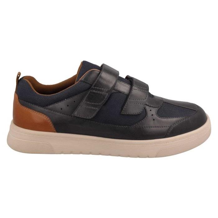 Men's Wide Fit DB Jude Shoes in Navy Leather / Navy Mesh - Image 1